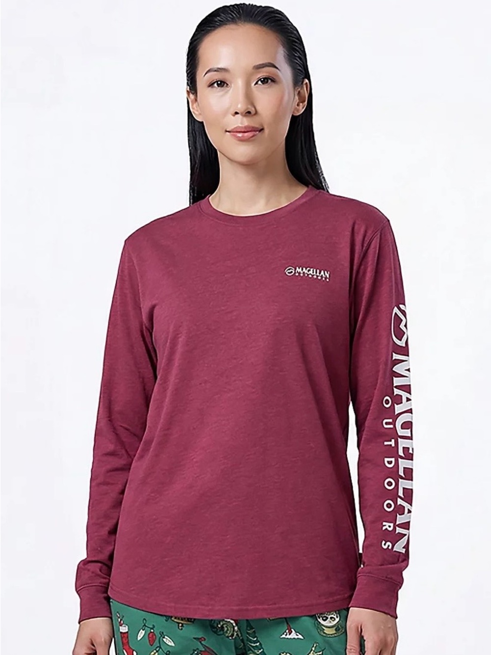 Magellan Outdoors Women's Long-Sleeve Crewneck Tee - Burgundy